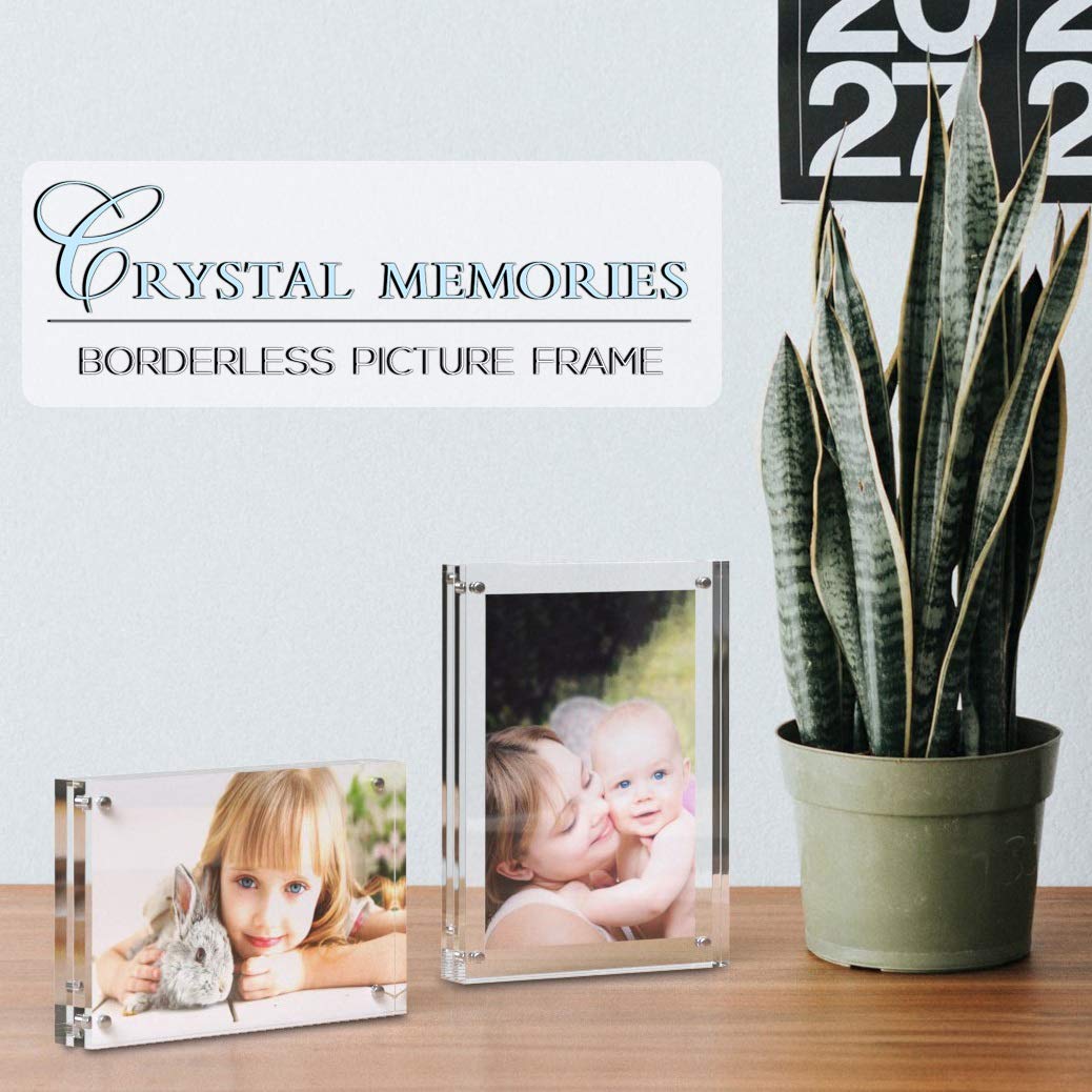MIRA-K | Crystal Memories | Acrylic Picture Frame 4x6 with Magnetic Closure | Lucite Photo Frame for Tabletop | Decorative Display for Tickets, Postcards and Awards