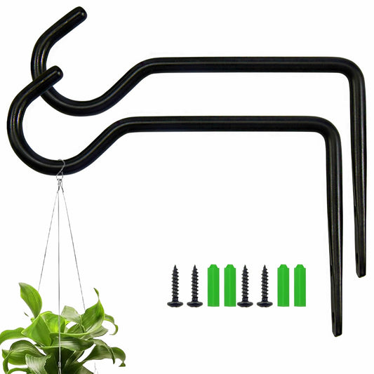 BJUTYEU 6 Inch Metal Wall Plant Hanger for Hanging Plants, Bird Feeders, Wind Chimes, Flower Baskets – Plant Hanger Indoor Indoor/Outdoor Use, 2 Pack Black