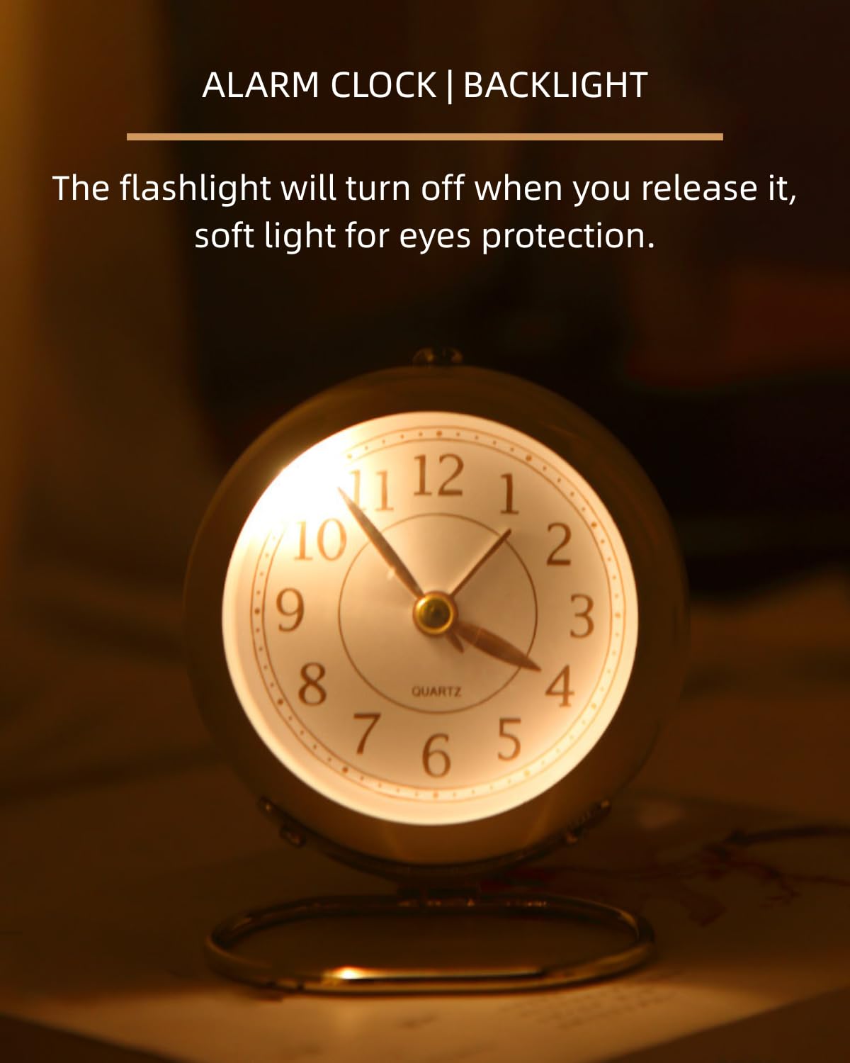 COSCTOR 3 Inches Analog Alarm Clocks Retro Backlight Cute Simple Design with Night Light Silent Non-Ticking Battery Operated [Purple]