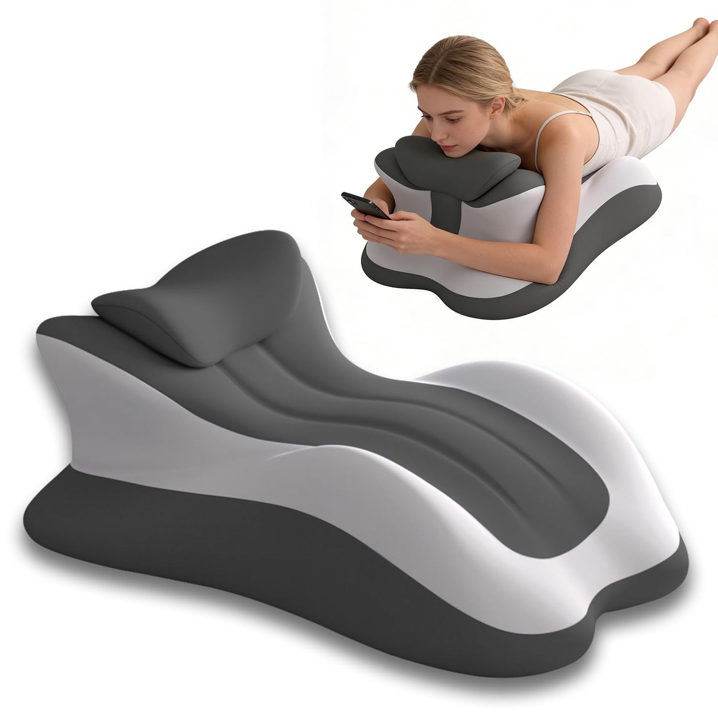 Wacalarda Memory Foam Wedge Pillow, Ergonomic Reading Pillow for Bed, Waist and Neck Support, Quick Rebound & Plush Comfort