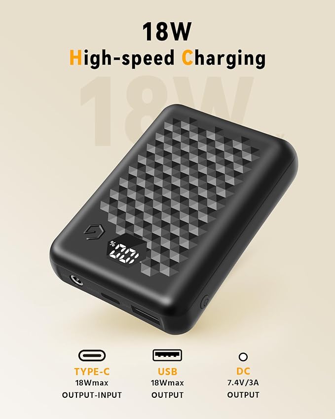 Wulcea DC Output 7.4V 14000mAh USB Output 5V2A Battery Pack Long Lasting Big Capacity for Heated Apparel Women Men Vest Lady Jacket Coat Pant Camping Chair Power Bank Replacement USB Portable Charger