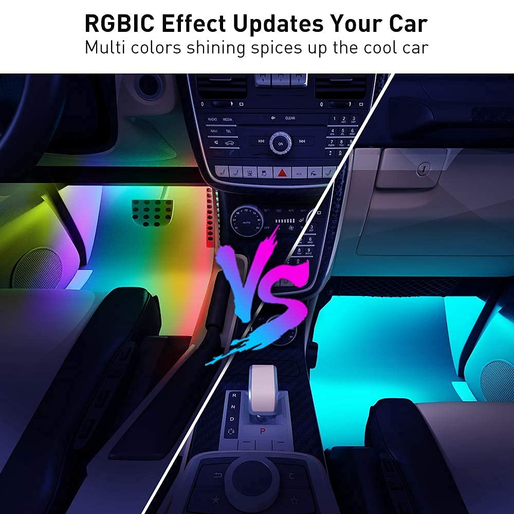 Govee Car Lights, Smart RGBIC Interior Car Lights with APP, Remote Control, LED Lights for Decor, DIY Mode and Multiple Scene Options, 2 Lines Design 72 LED Lights