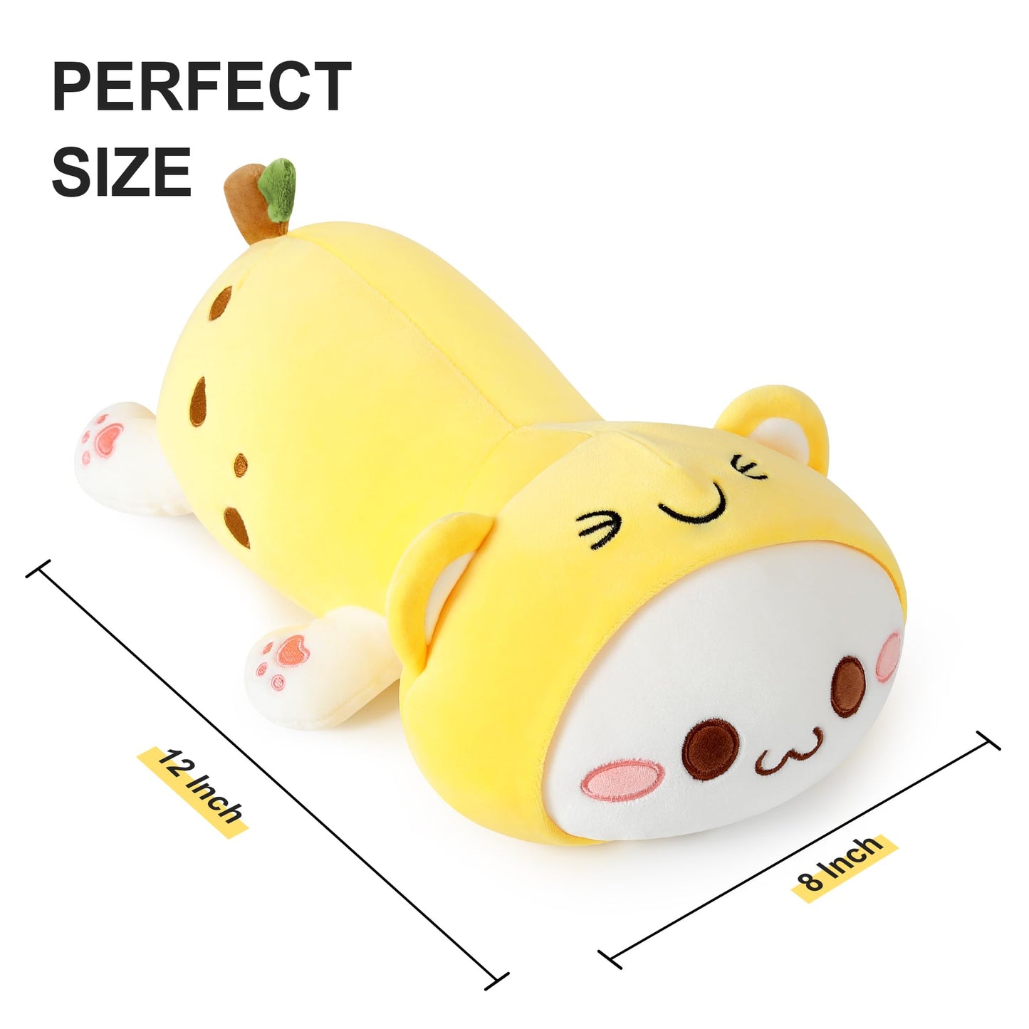 Onsoyours Cute Kitten Banana Cat Plush Toy Stuffed Animal Kitty Soft Banana Plushie Pillow for Kids (Banana Cat, 12")
