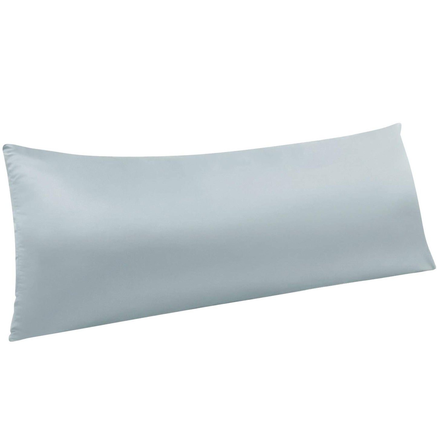 NTBAY Zippered Satin Body Pillow Pillowcase, Silky Slip Cooling Body Pillow Cover, Long Side Hidden Zipper, 20x54 Inches, Silver Grey