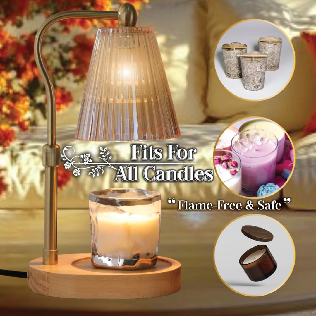 Kmok Candle Warmer Lamp with Timer Dimmable, Birthday Gifts for Women Mom, House Warming Gifts New Home Decor, Wax Melt Warmer for Jar Candles with 2 Bulbs