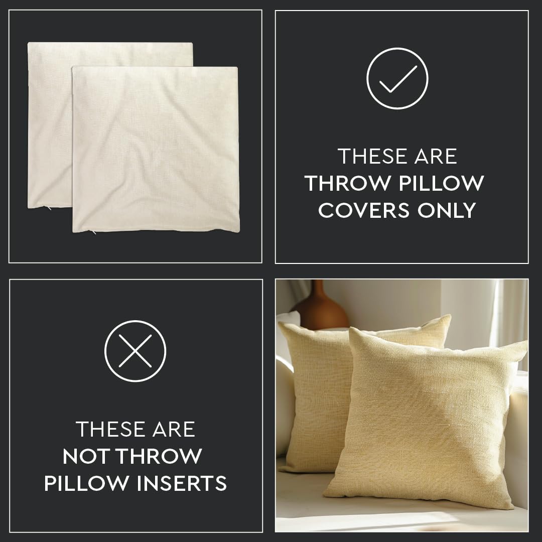 Encasa XO Thick Chenille Throw Pillow Covers Set of 2 | Mustard Gold - (24"x24") (60x60 cm) | Decorative Accent Square Throw Pillow Cases for Couch, Home Decor, Sofa