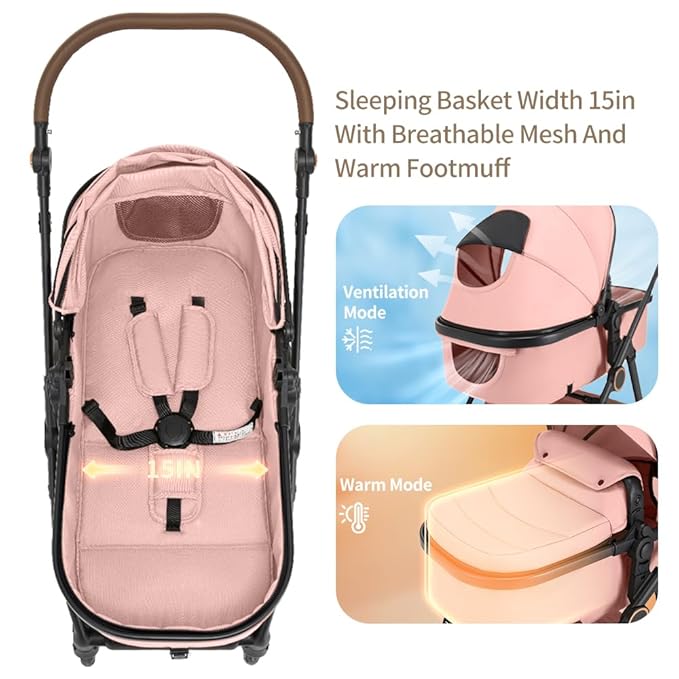 Premium High Chair Stroller: Reversible Seat for Bonding & Ultra-Smooth Fold (Black)