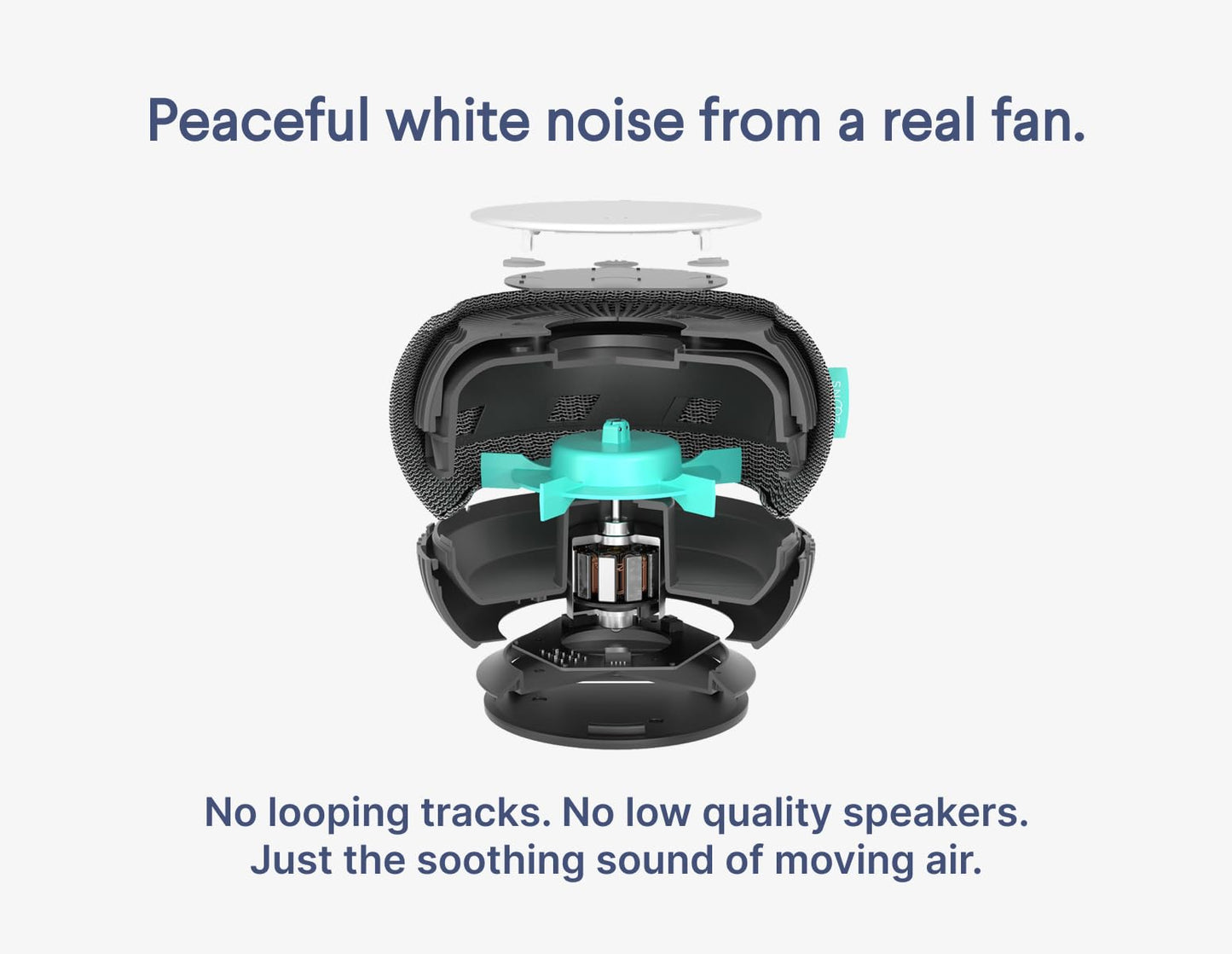 SNOOZ Smart White Noise Machine - Real Fan Inside for Non-Looping Sound, Portable Sleep Aid for Adults, Dogs, Travel, Home, Bedroom, Sleeping, Office Privacy, Therapy, & Baby Registry Essential- Cloud