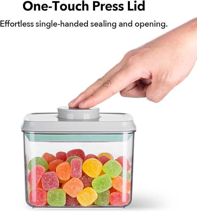 EQI Airtight Food Storage Containers Set with One-Touch Lid, 6-Piece Multi-Size Set (0.6, 1.3, 1.9Qt)*2 Stackable Durable PET for Flour, Cereal, Snacks & Complete Pantry Organization