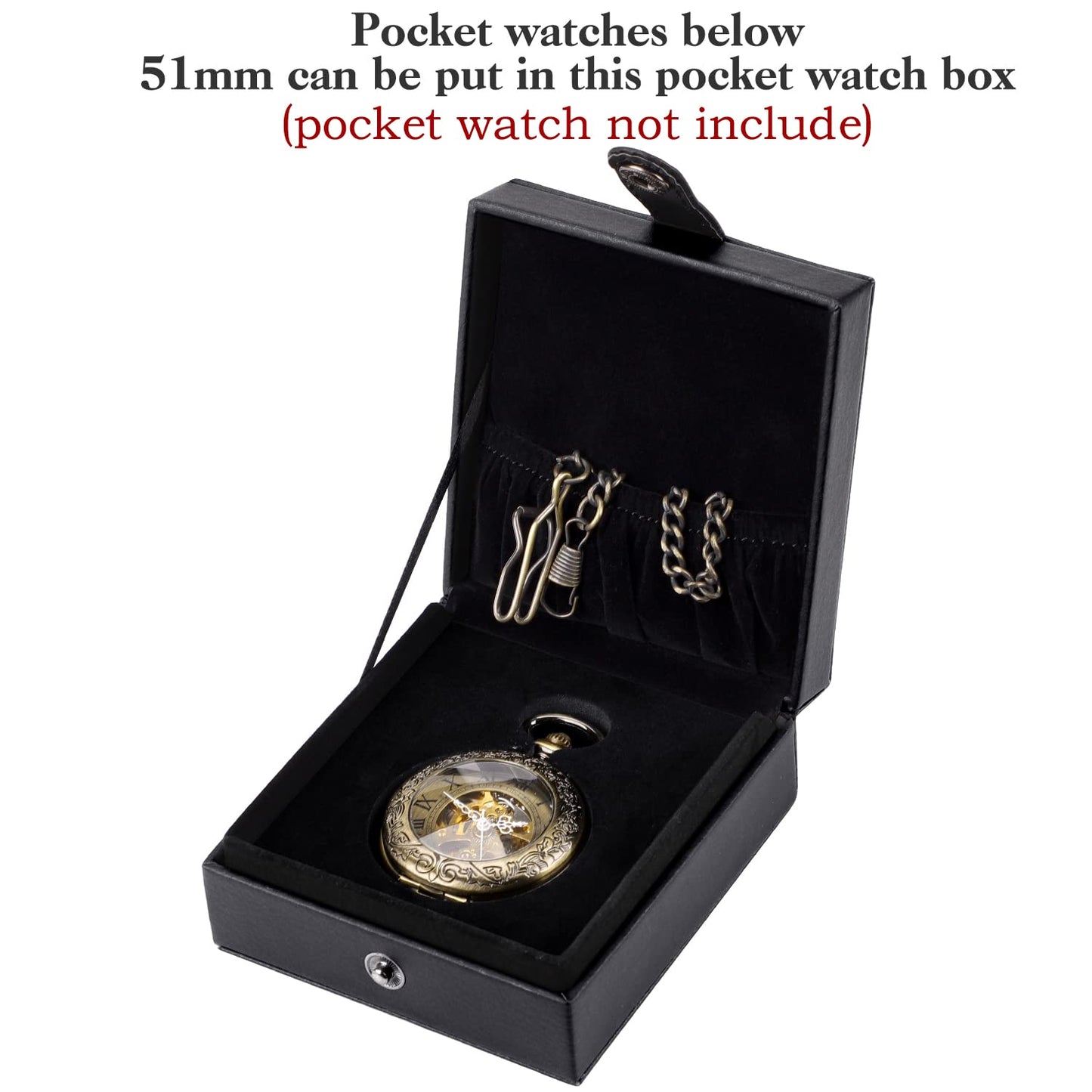 SIBOSUN Luxury PU Leather Pocket Watch Box Display Case Storage Case Black Pocket Watches Gift Box Jewelry Organizer for Men Women Gifts Box