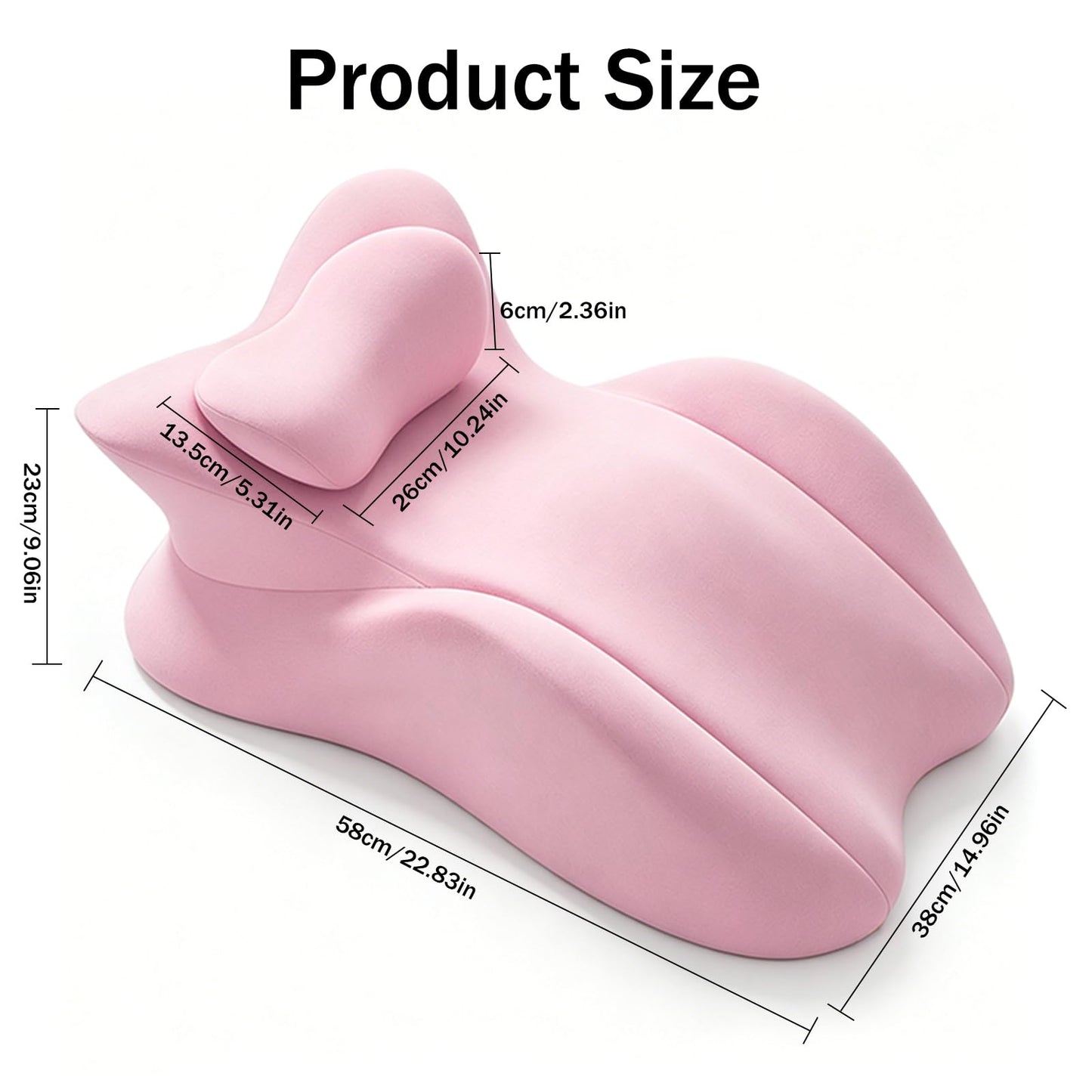 cjc Ergonomic Memory Foam Wedge Pillow Adjustable Reading Pillow for Sleeping Bed Support Prone Pillow for Back Pain with Neck Support,Multi-Position Support Pillow with Removable Cover (Pink)