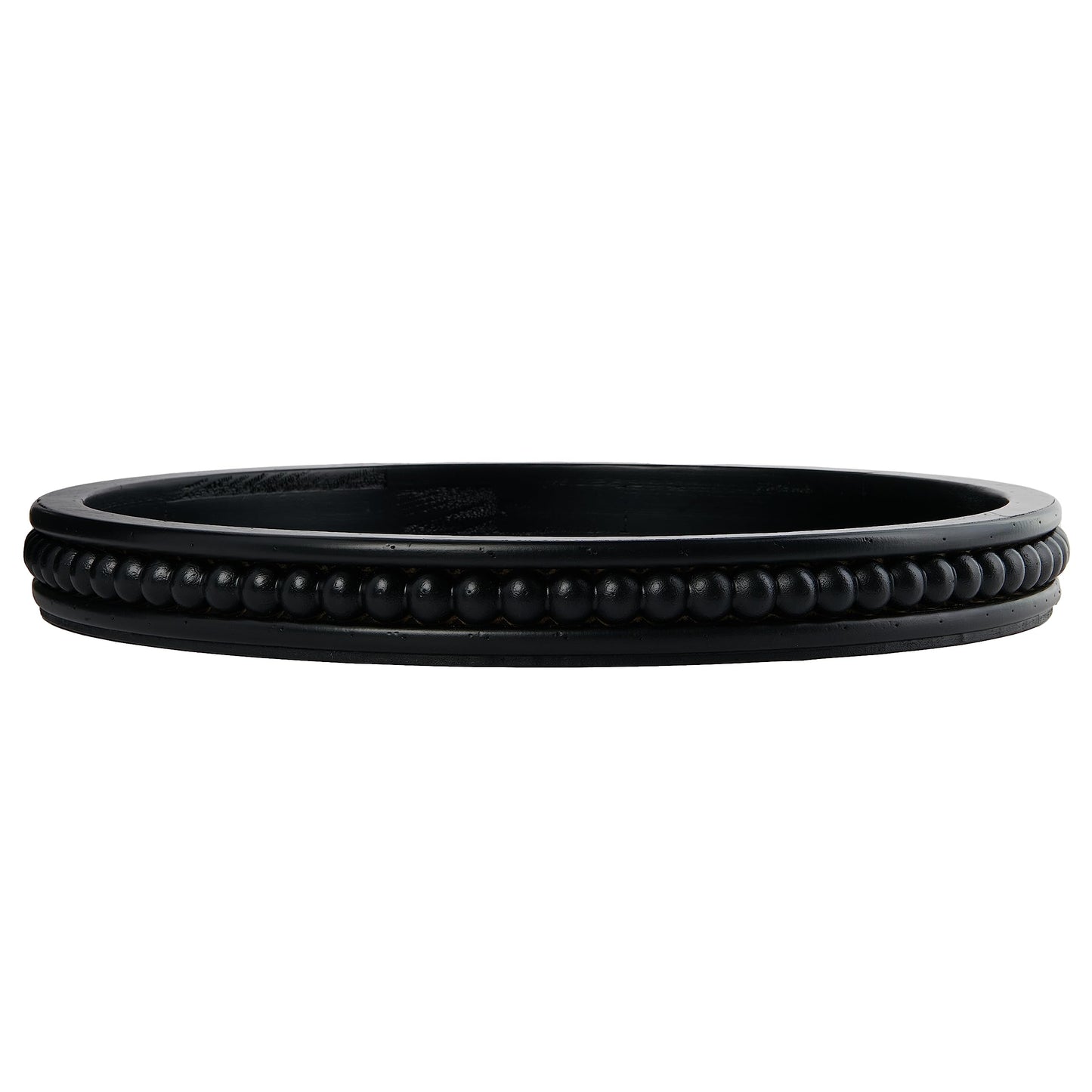 Creative Co-Op Farmhouse Decorative Round Wood Tray with Hobnail Edge, Black