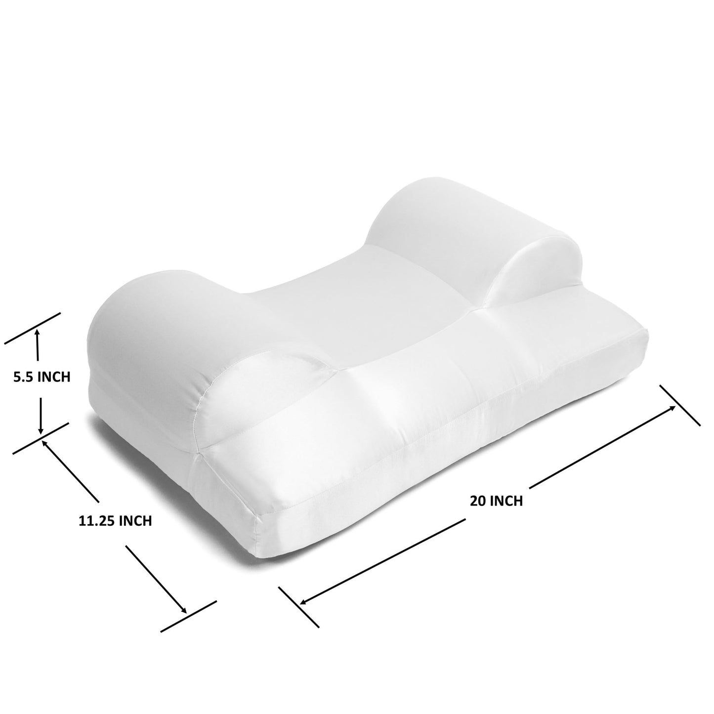 Austin Horn Classics Beauty Pillow – Anti-Wrinkle & Neck Support Memory Foam Sleep Pillow with White Mulberry Silk Cover – Ergonomic Back & Neck Support, Zippered Removable Cover, Made in USA