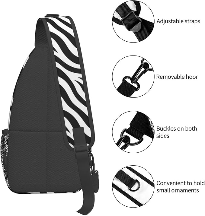 QFXUYNG Zebra Print Adult Sling Bag Unisex Chest Bags Crossbody Backpack Casual Daypacks Shoulder Bag for Women Men Cycling Hiking Travel