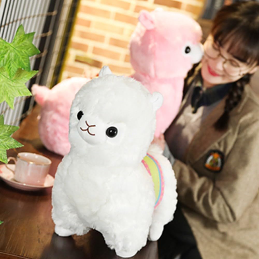 OUKEYI Alpaca Plush Toy, 13.7""/35cm Stuffed Animal Alpaca Doll Plushie Hug Pillow Soft Fluffy Cushion Super Christmas Valentine Gift, Birthday, White