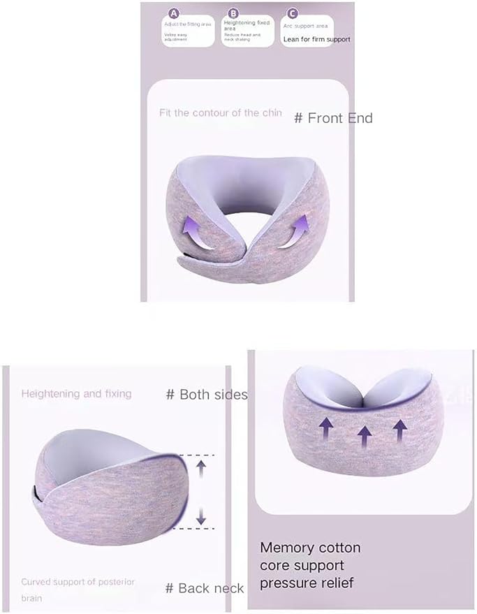 Kids Memory Foam Travel Neck Pillow, 360° Support,Travel U-Shaped Airplane Pillow, Foldable，Suitable for Commuting, Flying, Working, and Living at Home (Light Gray)