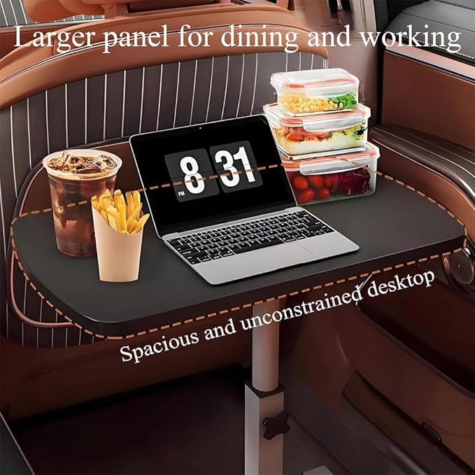 Portable Car Seat Tray Table, Multi-Functional Foldable Car Desk, RV Folding Table, Desk Computer Workstation for Motorhome, Car Computer Desk for Working, Eating (White, 21.7" Lx12.6 W/55x32cm)