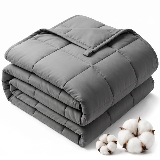 Smart Queen Weighted Blanket for Adults(41"x60",5lbs, Grey) Soft Cooling Heavy Blanket for Sleeping, Breathable Blanket with Glass Beads Perfect for 40-60 lbs,All Season,Machine Washable