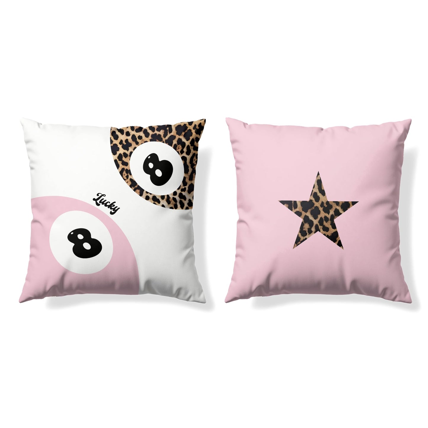GTYNU Trendy Funky Cheetah Pink Y2K Luck 8 Ball Throw Pillow Covers 18x18 Set of 2,Cheetah Leopard Lover Gifts for Women,Coquette Preppy Pillow Covers for Girls Room Dorm Apartment Decor,（611）