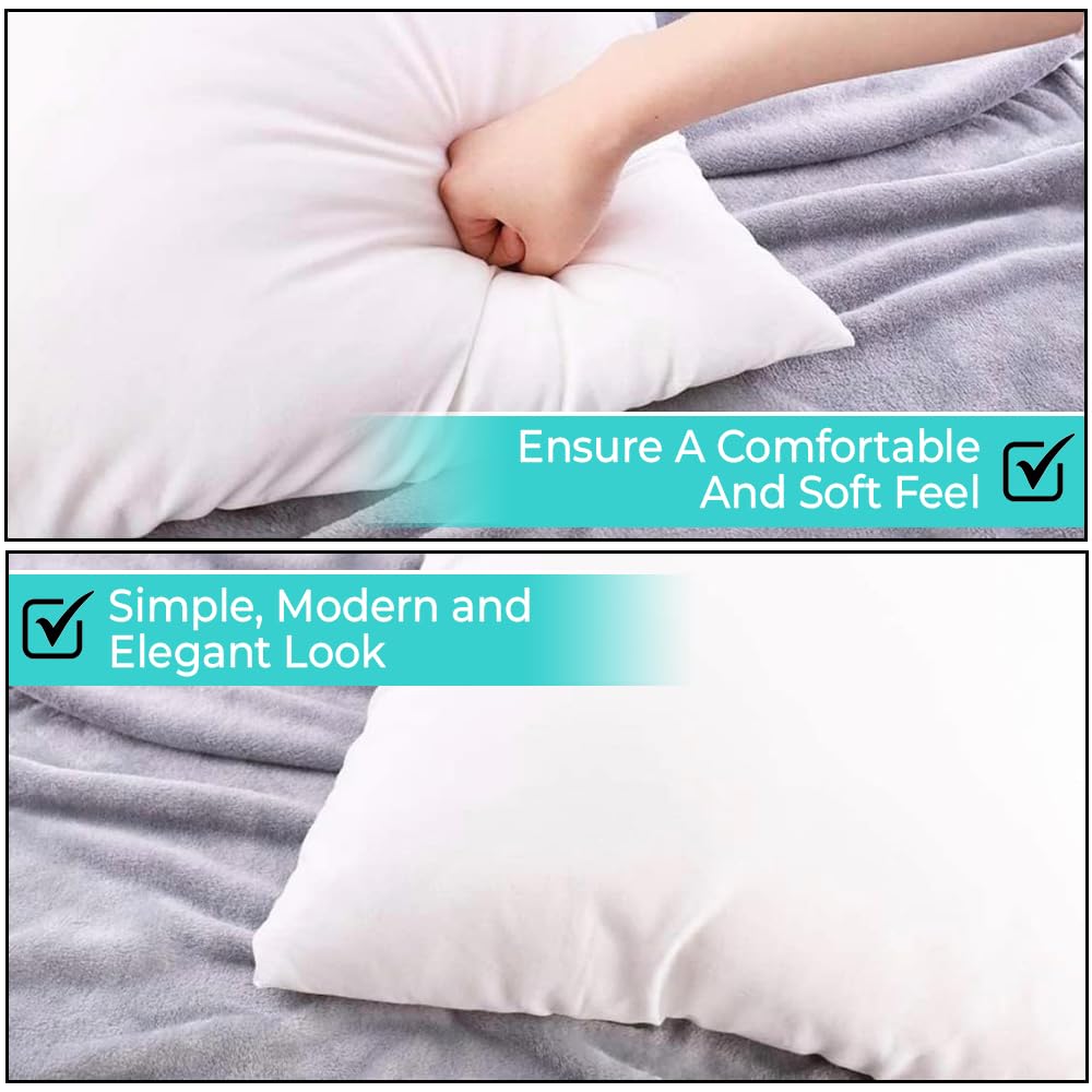QUBA LINEN 18 x 18 Throw Pillow Insert - Pack of 2 White, Down Alternative Pillow Inserts for Decorative Pillow Covers, Throw Pillows for Bed, Couch Pillows for Living Room (Pack of 2)