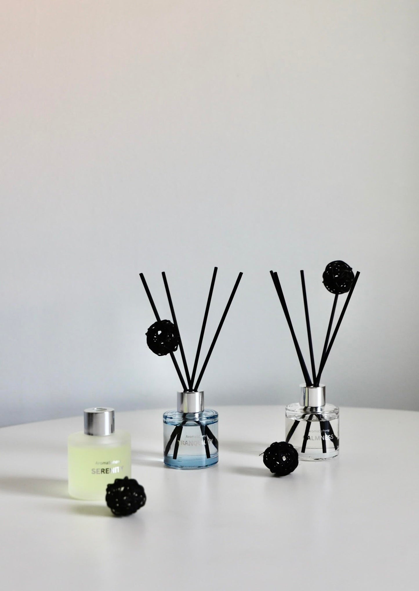 Reed Diffuser Set of 3 | Aromatherapy Fragrance Oil | 12 Sticks and 6 Rattan Balls, 3 x 50ML | Home, Office, Bathroom, Bedroom Essentials (Eucalyptus, Jasmine, Lemongrass, Sky Blue)
