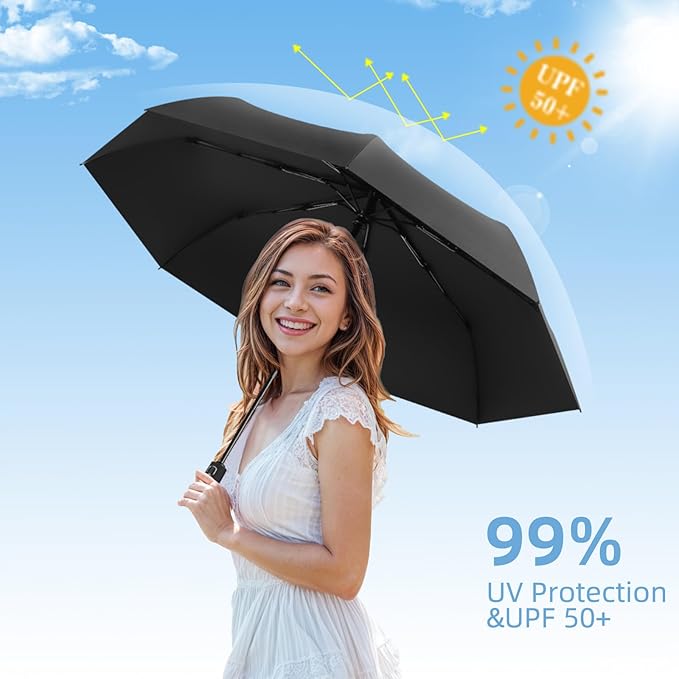 Compact Travel Umbrella, Small Pocket Mini Umbrella for Purse Wallet, UV Sun Rain Umbrellas for Backpack, Portable Folding Umbrellas for Women Kids