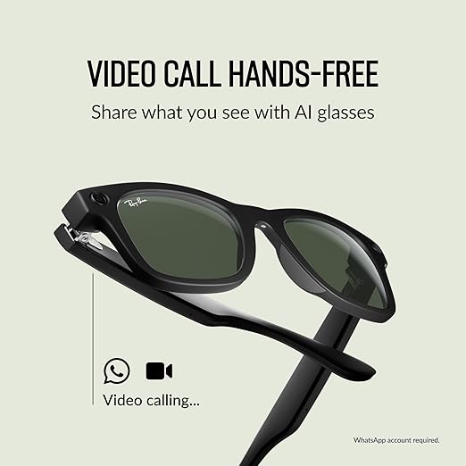 Ray-Ban Meta (Gen 1), Wayfarer, Matte Black | Smart AI Glasses for Men, Women - 12 MP Camera, Open-Ear Speakers, Video Recording, Bluetooth - Polarized Gradient Graphite Lenses - Wearable Technology