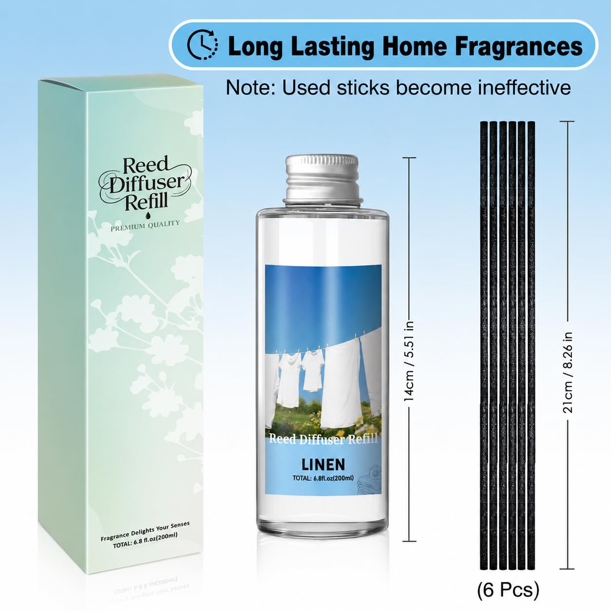 SCENTORINI Reed Diffuser Oil Refill, Linen Diffuser Oil 6.76 Fl Oz, Summer Scented Essential Oil Refill Long Lasting Home Fragrance for Room Spa Aromatherapy Bathroom Home Decor