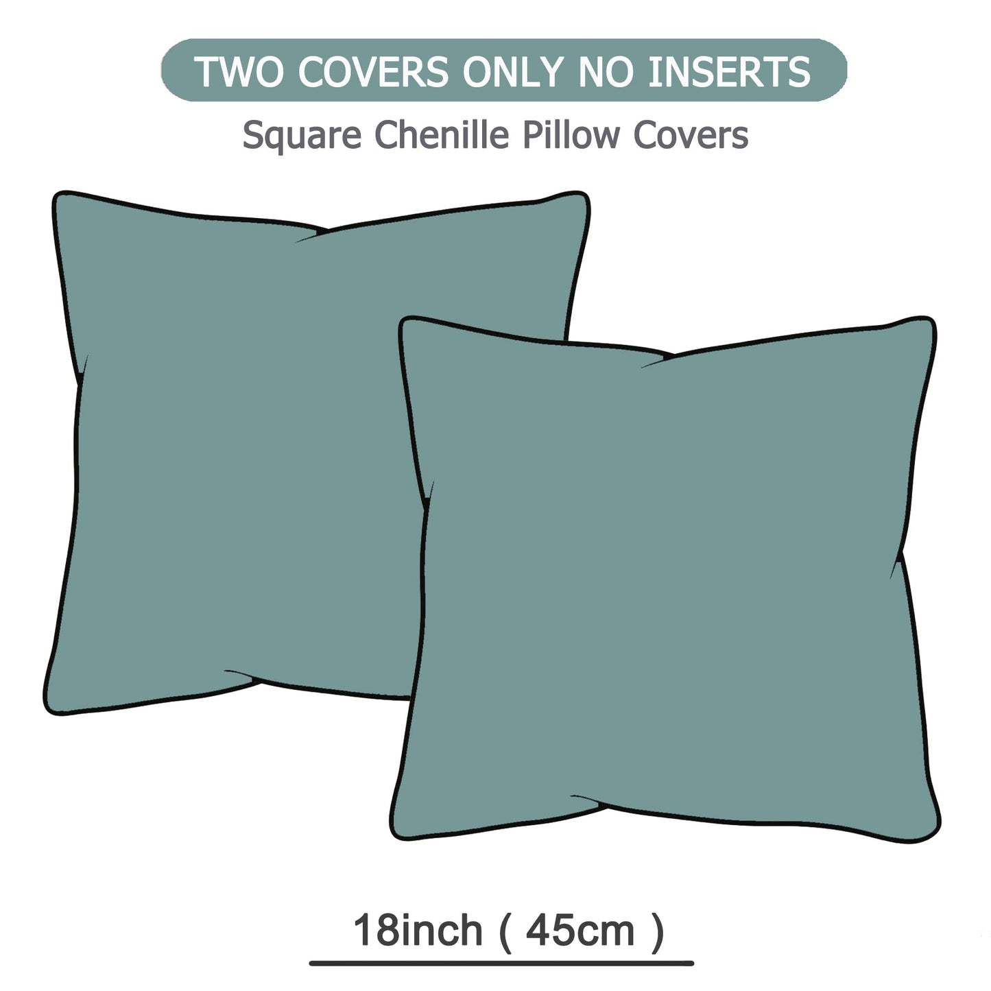GAWAMAY Decorative Throw Pillow Covers 18x18 Inch Set of 2 for Living Room Couch Bed Sofa, Farmhouse Square Cushion Cover Soft Striped Corduroy Pillow Cases Boho Accent Home Decor (45x45cm) Blue Green