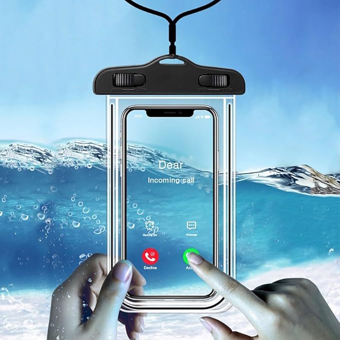 Sriyso Floating Universal Waterproof Phone case 2 Pack-Up to 7.0",Adjustable Lanyard Phone Pouch,Cellphone Dry Bags for Vacation Beach Pool Kayak Cruise Travel Essentials（White