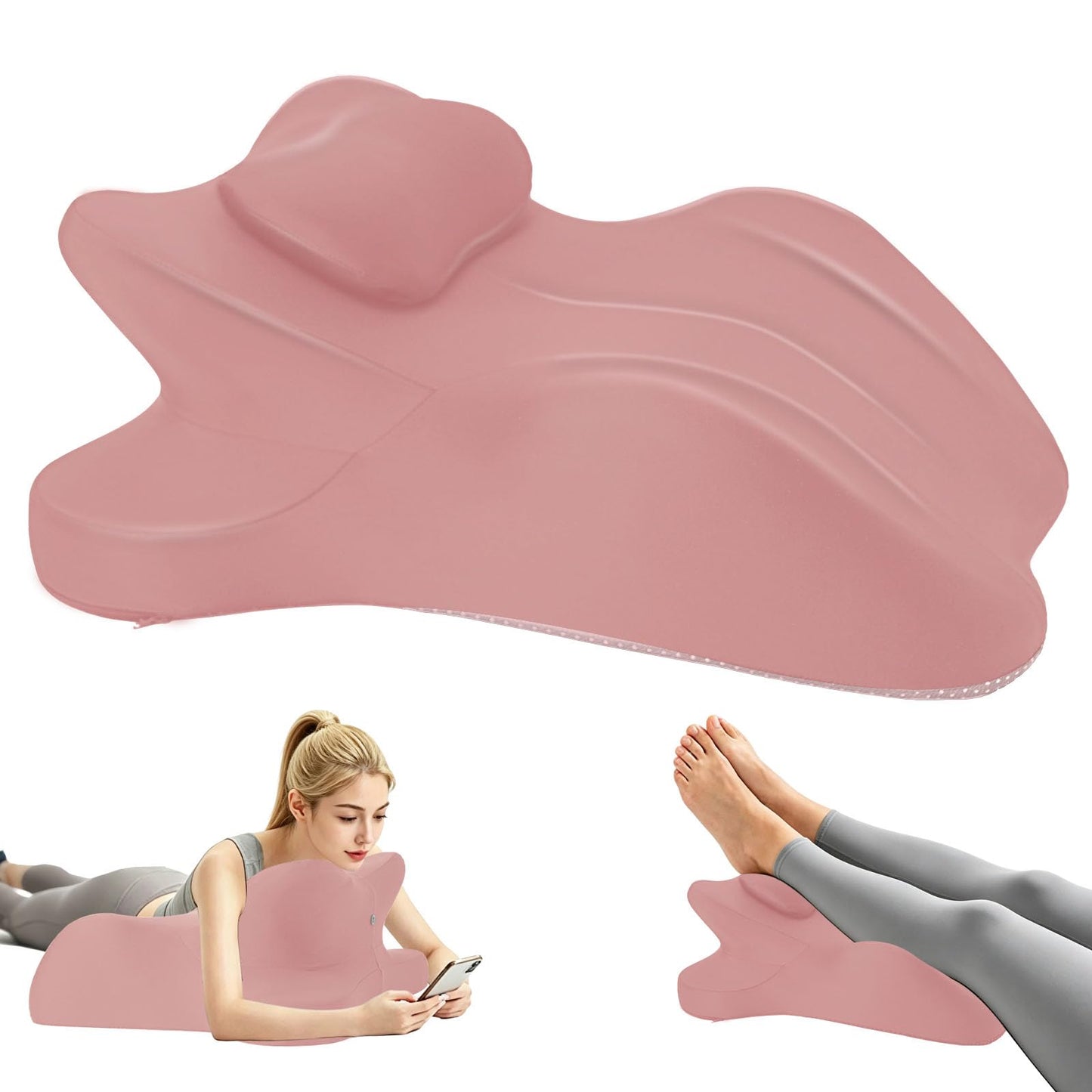 CanVrinxol Oversized 27-Degree Couples Pillow - 5-in-1 Memory Foam Wedge for Neck Alignment, Zoned Support for Arm & Shoulder, Phone Reading, Leg Elevation - Washable Cover (Pink)