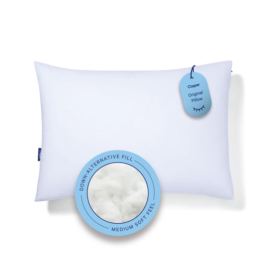Casper Sleep Original Pillow, Standard Size – Medium Soft Feel, Down-Alternative Fill, Supports Side, Back & Stomach Sleepers, Neck Pain Relief, Machine Washable