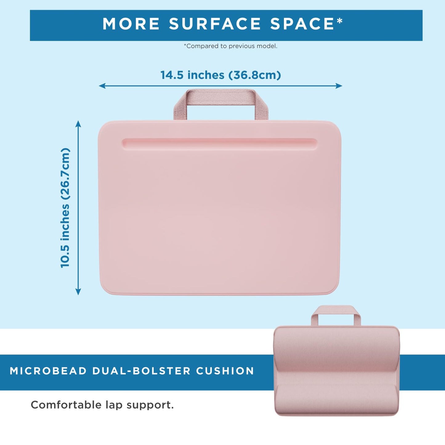 LAPGEAR Compact Lap Desk – Fits Up to 14″ Laptops – Rose Quartz – Style No. 43104
