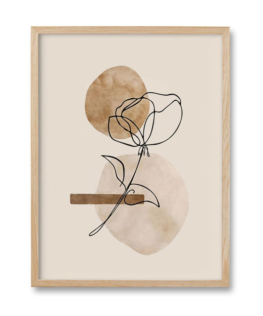 HesenDot Natural OAK Wood Abstract Floral Framed Wall Art,12x16in