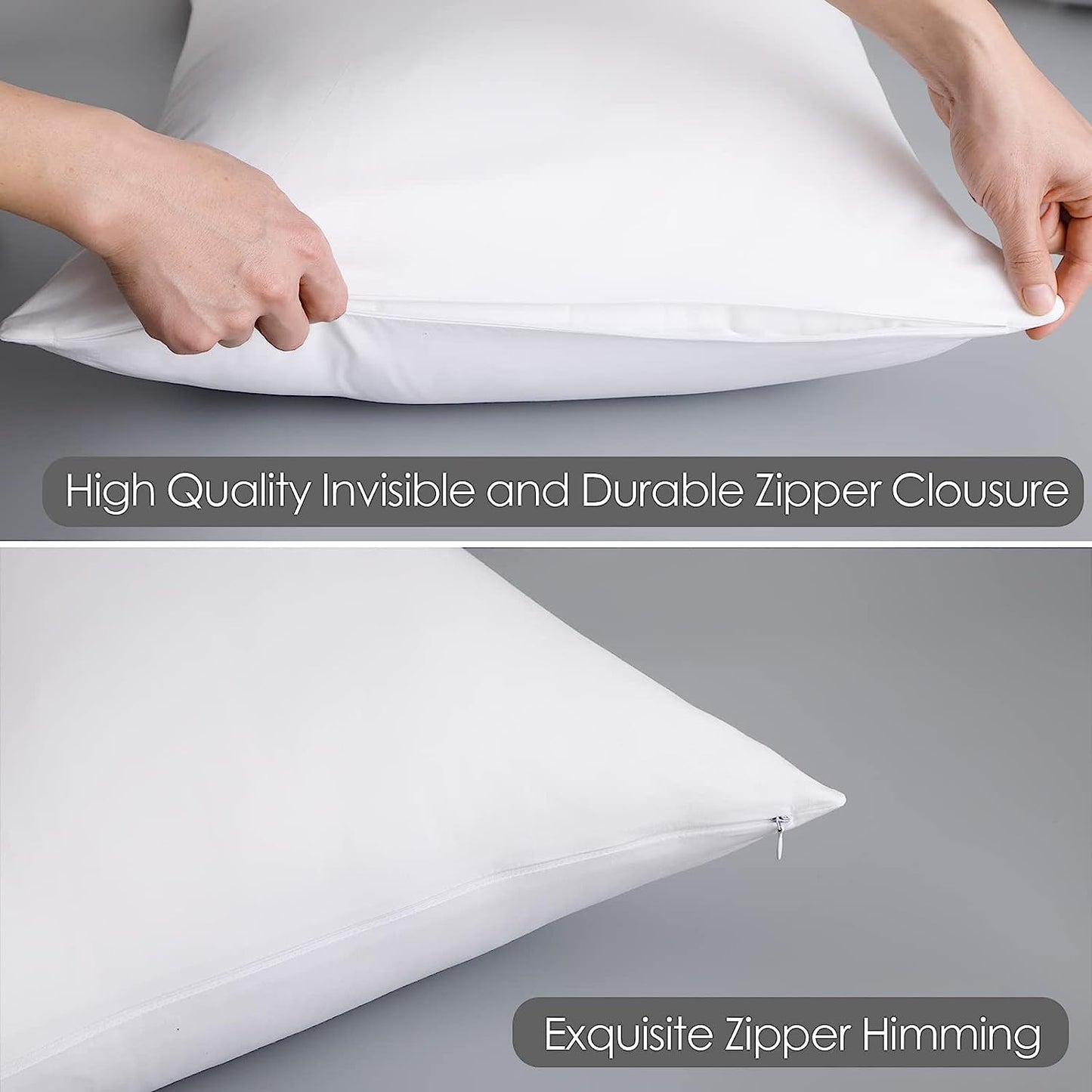 100% Egyptian Cotton Body Pillow Cover Long Pillow Case, 600 Thread Count Bed Pillow Protector with Zipper, Sateen Weave Cooling Full Body Pillowcase for Adults 20x54 Inches (1PC, Body, White)