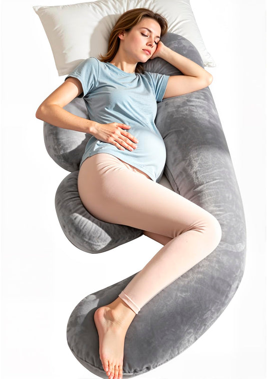 Chilling Home Memory Foam Pregnancy Pillow, F Shaped Maternity Pillow, Adjustable Pregnancy Wedge Pillow with Full Body Support for Back, Belly, Hips, Legs, Pregnant Pillows for Side Sleeping, Velvet