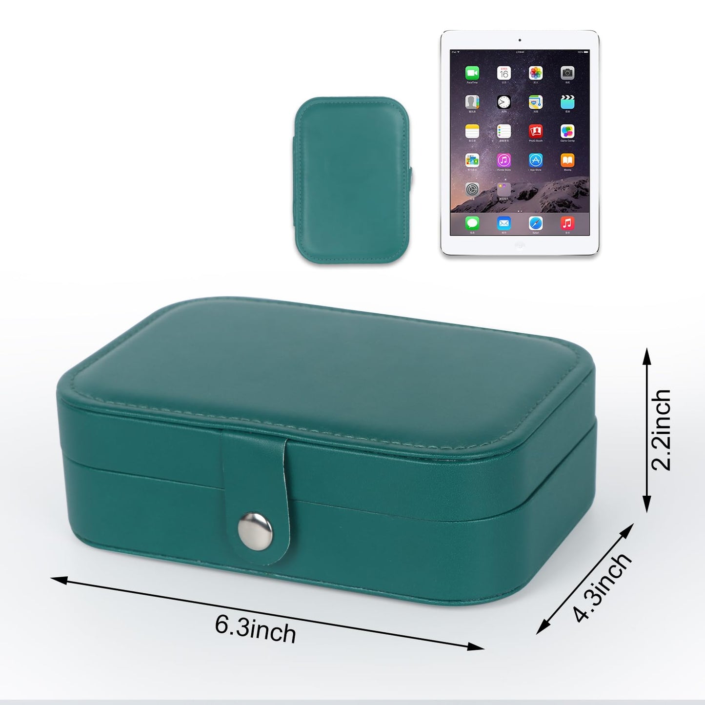 Hatori Travel Jewelry Box, PU Leather Small Jewelry Organizer for Women Girls, Double Layer Portable Mini Travel Case Display Storage Holder Boxes for Stud Earrings, Rings (Ink Green)