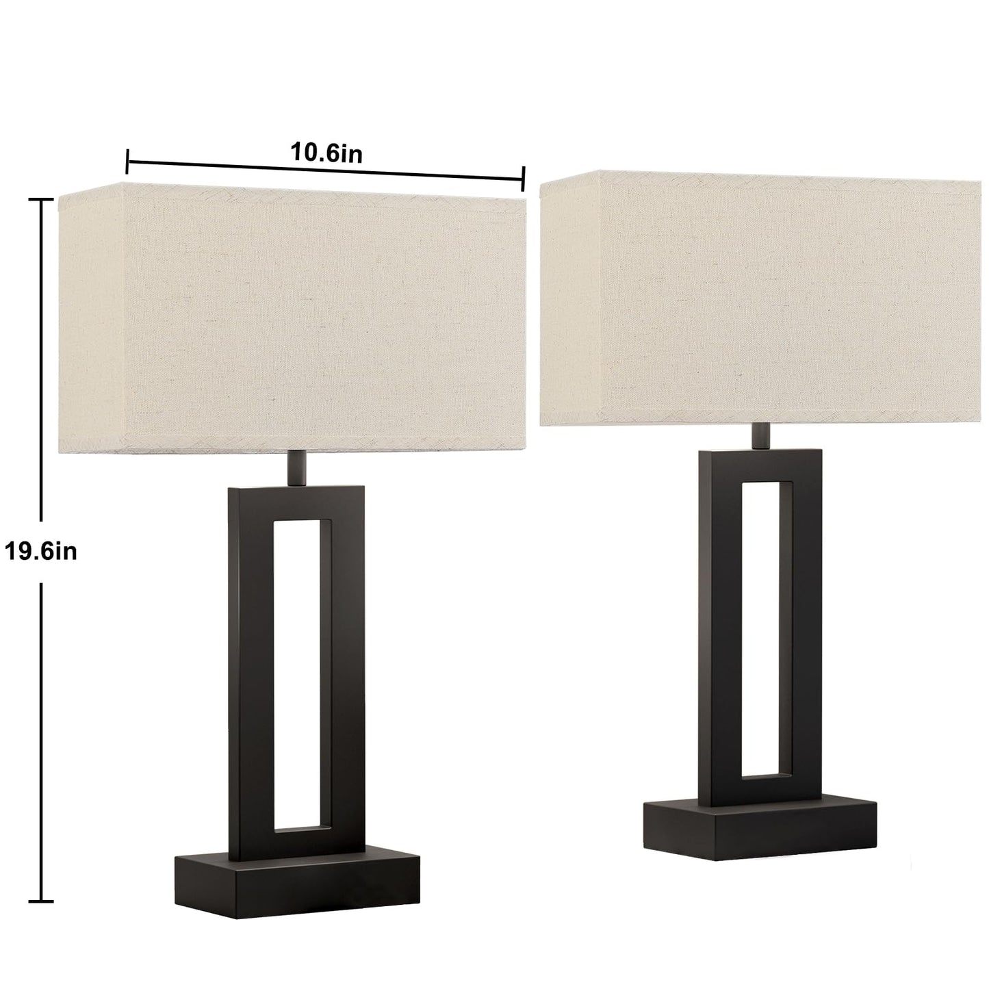 Seealle Bedroom Lamps for Night Stands - Touch Control, 3 Way Dimmable, USB C+A Charging, LED Bulbs, Easy Assembly