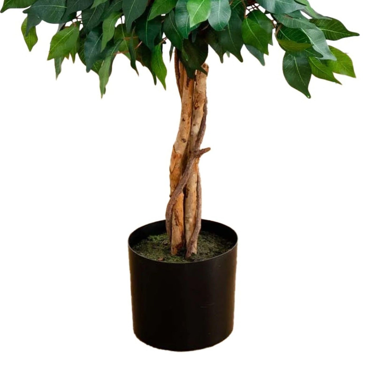 Nearly Natural 4ft Triple Trunk Ficus Silk Tree with Natural Wood Trunks and Dense Foliage, Mid-Size Faux Floor Plant for Home and Office