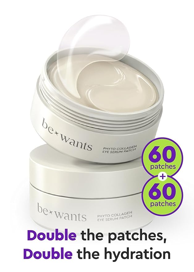 Bewants under eye patches for puffy eyes, Korean under eye mask with vegan collagen and 71.9% bamboo water, patches for dark circles and Cooling, 120 pieces