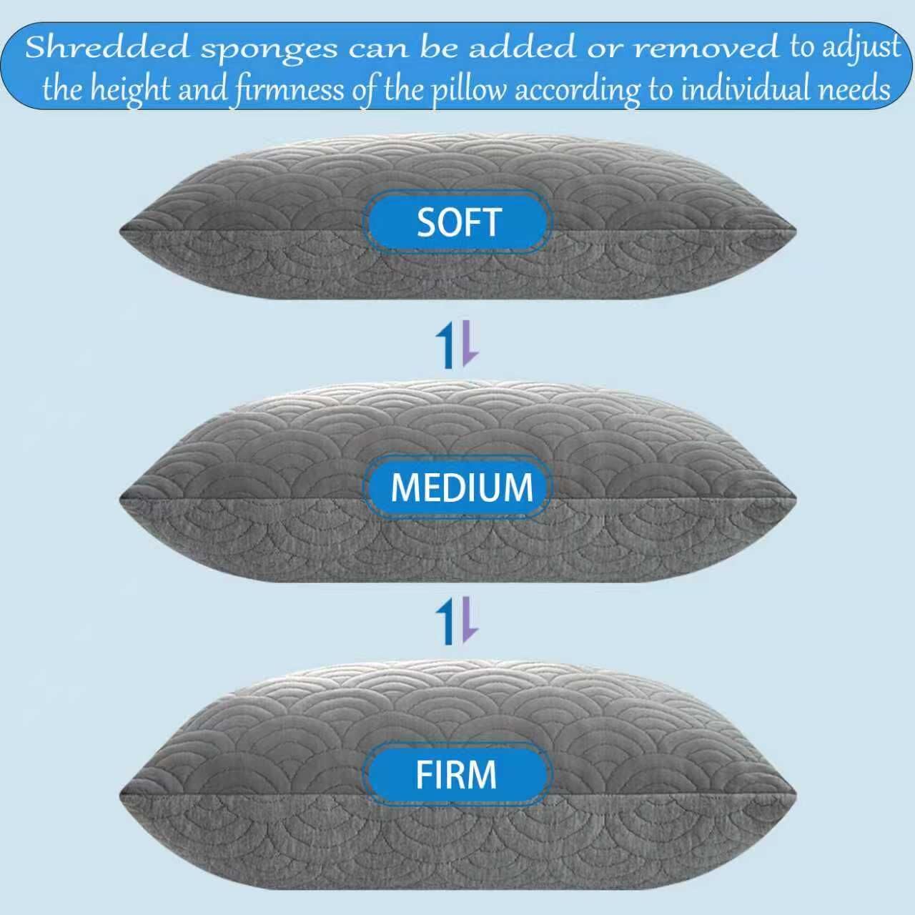 MOLCLCUY Memory Foam Pillows Standard Size Set of 2 Adjustable Cool Pillow for Side Back Stomach Sleepers Luxury with Washable Cover