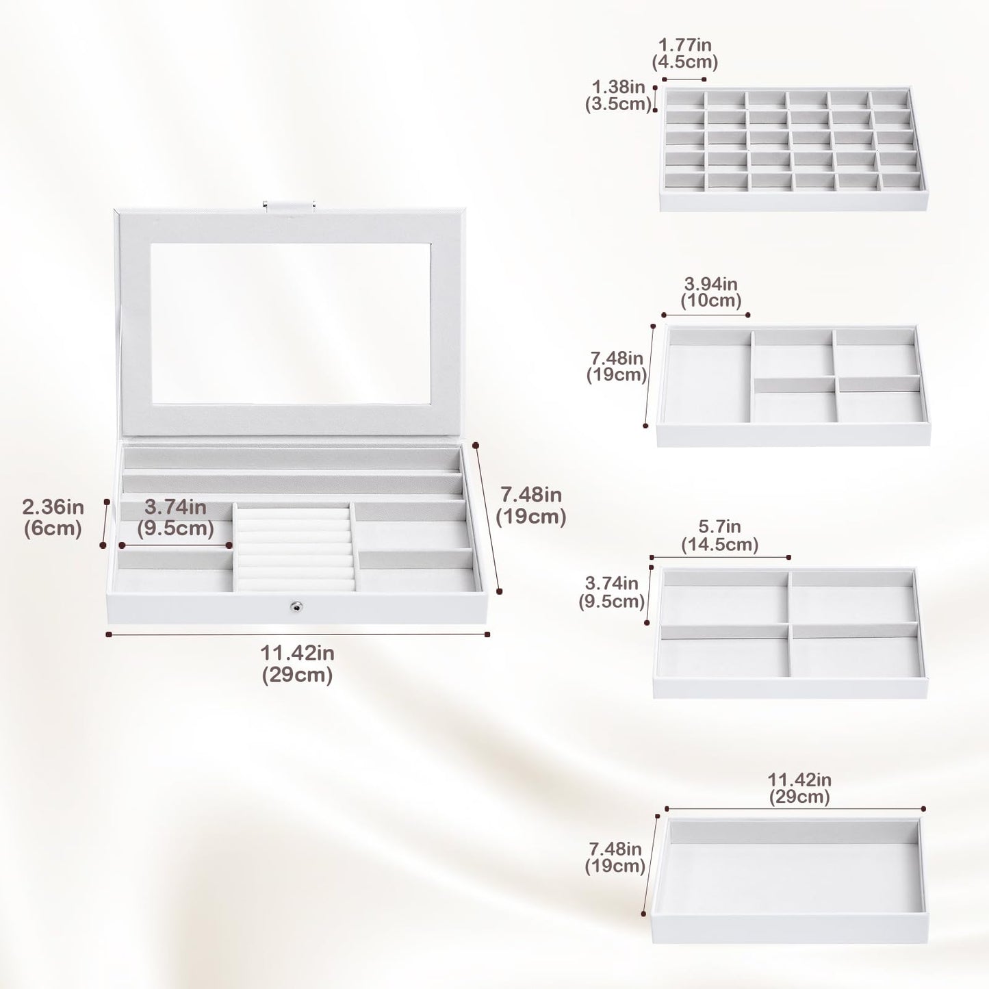 ProCase Jewelry Organizer Stand Bundle with Stackable Jewelry Tray Box