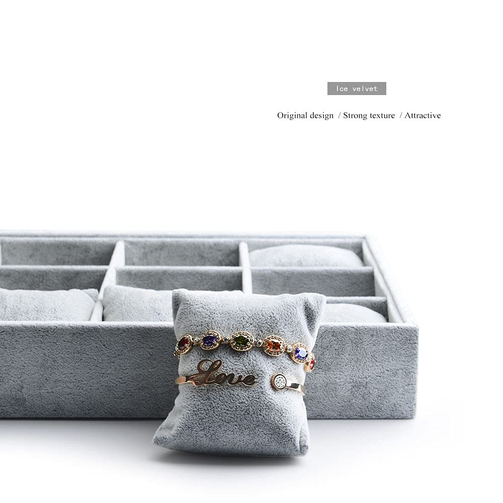 Oirlv Premium Velvet 12 Grid Jewelry Organizer Tray with Removable Pillow Watch Organizer Jewelry Tray Bracelet Bangle Watch Display Holder