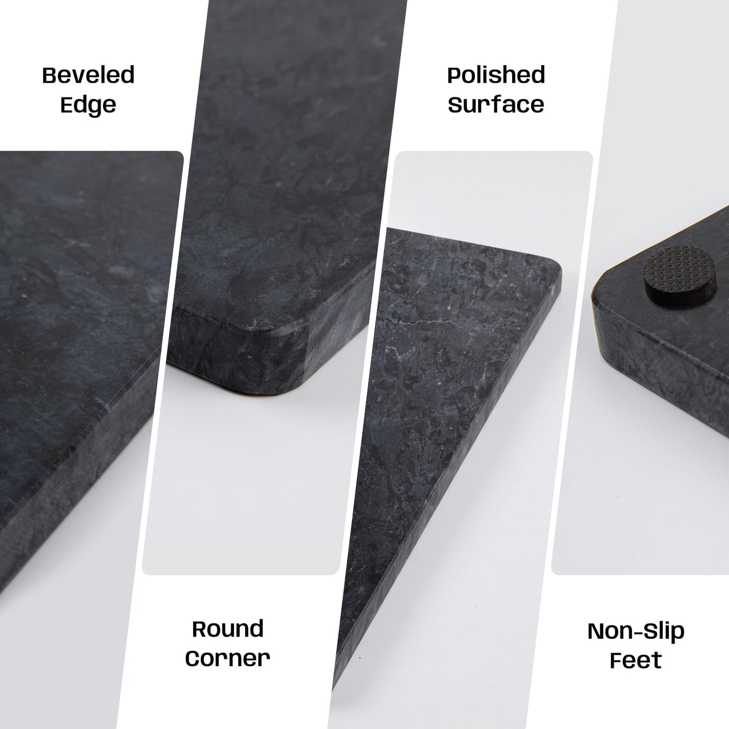 Adolif Black Marble Cutting Board For Kitchen, Large Marble Slab Pastry Board With Non-Slip Feet For Baking, Cheese, Charcuterie, Chocolate, 16x20 Inch, Pack Of 1 Piece