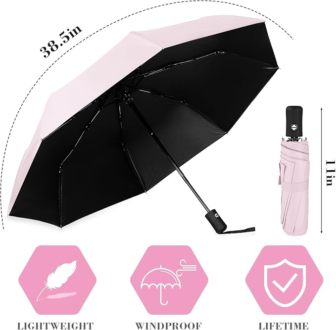 Jexine 6 Pcs Travel Compact Umbrella Automatic Open Close Windproof Small Light Backpack Purse Car Portable Collapsible Umbrella for Rain, Men Women