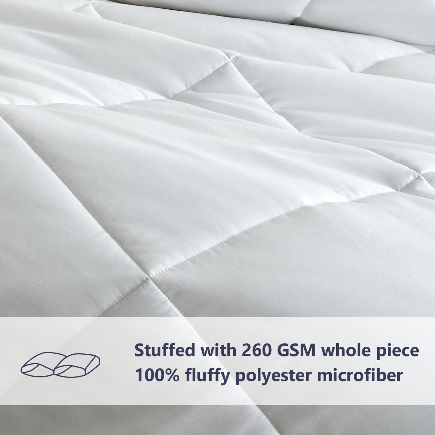 BISELINA Down Alternative Comforter Duvet Insert with Corner Tabs Box Stitched Microfiber Fluffy White Quilt All Seasons Hotel Collection Bedding - Queen Size, 88x92 Inches