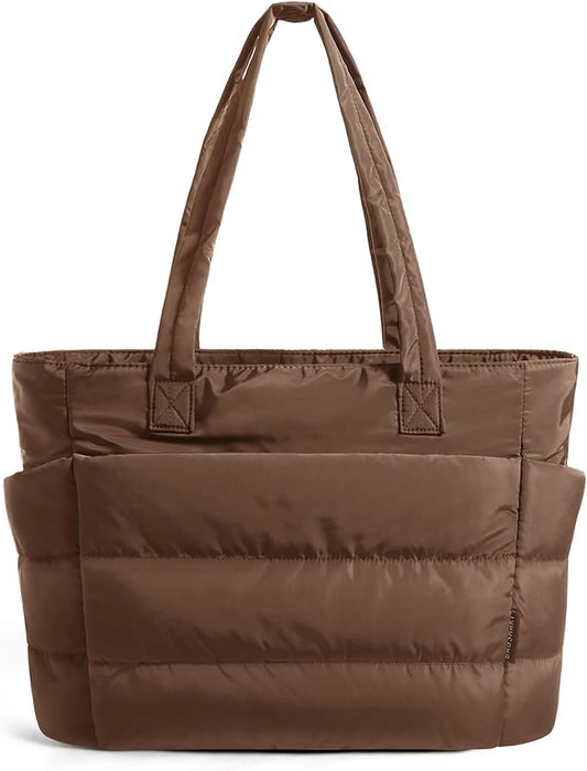 BAGSMART Tote Bag for Women, Lightweight Puffy Tote Bag with Compartments Shoulder Bag Handbag for Travel, Work, Gym