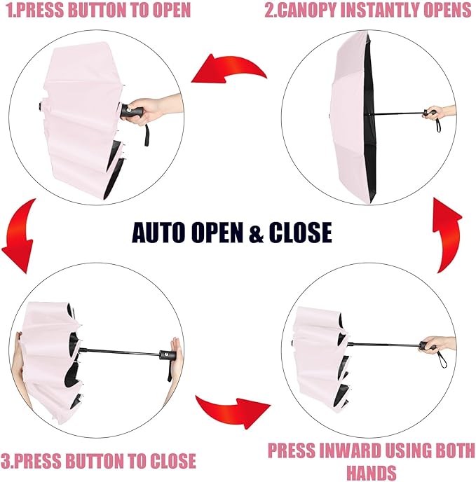 Jexine 6 Pcs Travel Compact Umbrella Automatic Open Close Windproof Small Light Backpack Purse Car Portable Collapsible Umbrella for Rain, Men Women