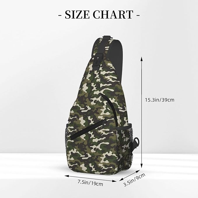 QFXUYNG Green Adult Sling Bag Unisex Chest Bags Crossbody Backpack Casual Daypacks Shoulder Bag for Women Men Cycling Hiking Travel