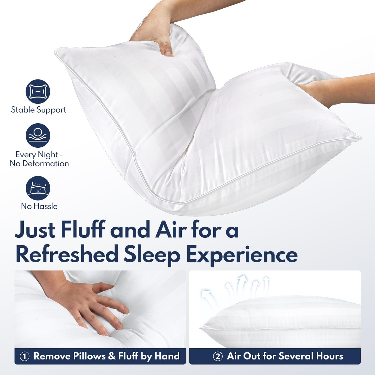 DIORIS Queen Pillows Set of 2 - Bed Pillows for Sleeping, Cooling Down Alternative Pillow, Medium Soft for Side Back Stomach Sleepers, Hotel Quality, Machine Washable